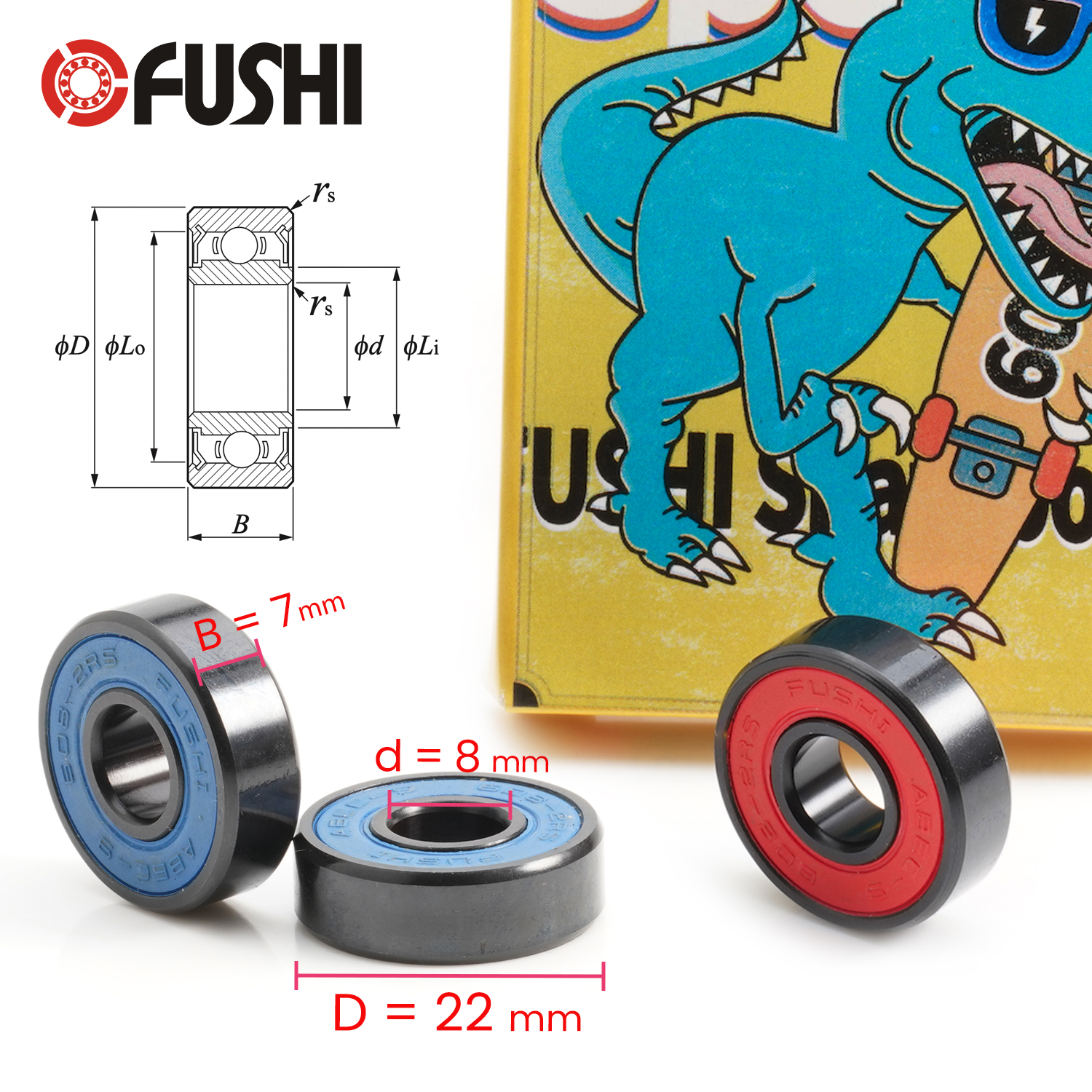 608RS 8*22*7 mm ABEC-9 Skatebo - Table Tennis 11 评论和价格